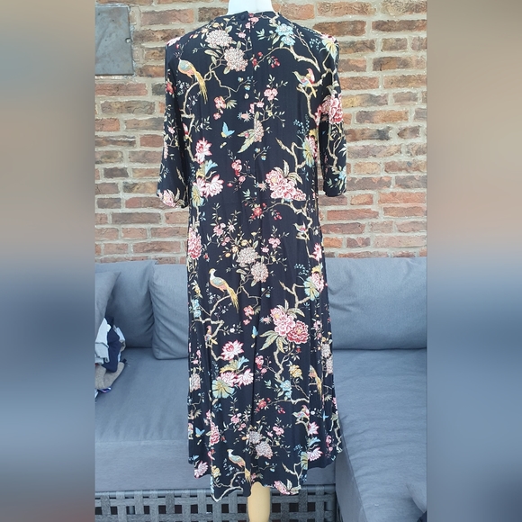 GP & J Baker X H&M Tea Dress Midi Black Flowers Oriental Collab uk10 us6 - Picture 7 of 14